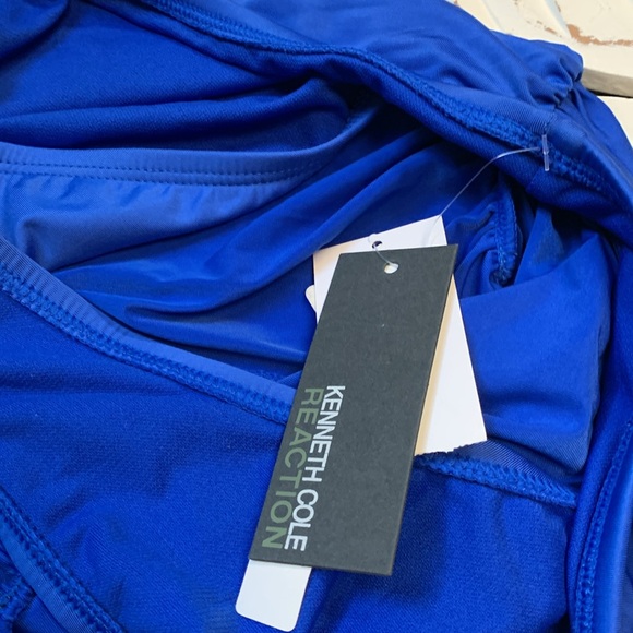 Kenneth Cole Reaction Royal Blue Ruffle Full Bottom Bikini Swim Skirt Size M NWT - Picture 4 of 10